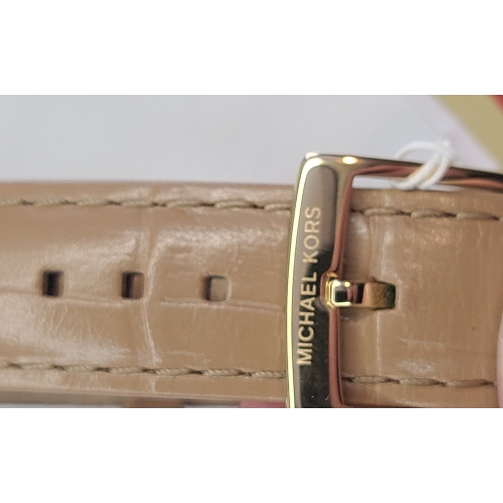 Michael Kors Sage Three-Hand Peanut Croco‎ Embossed Leather Watch 38 mm New - Picture 5 of 8
